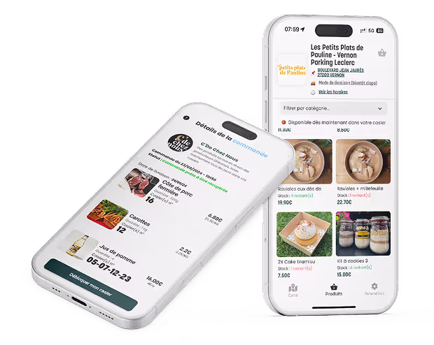 L'app di Click and Collect MonCasierFrais.fr permette ai clienti di vedere il contenuto degli armadietti e di ordinare a distanza.