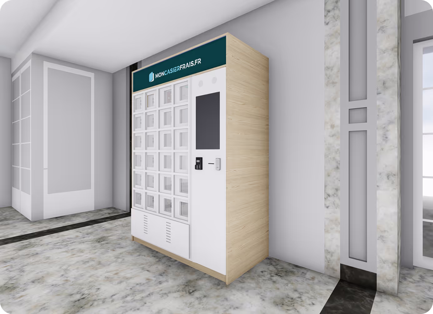 De binnenbekleding van onze middelgrote kiosk kan naar wens worden aangepast.