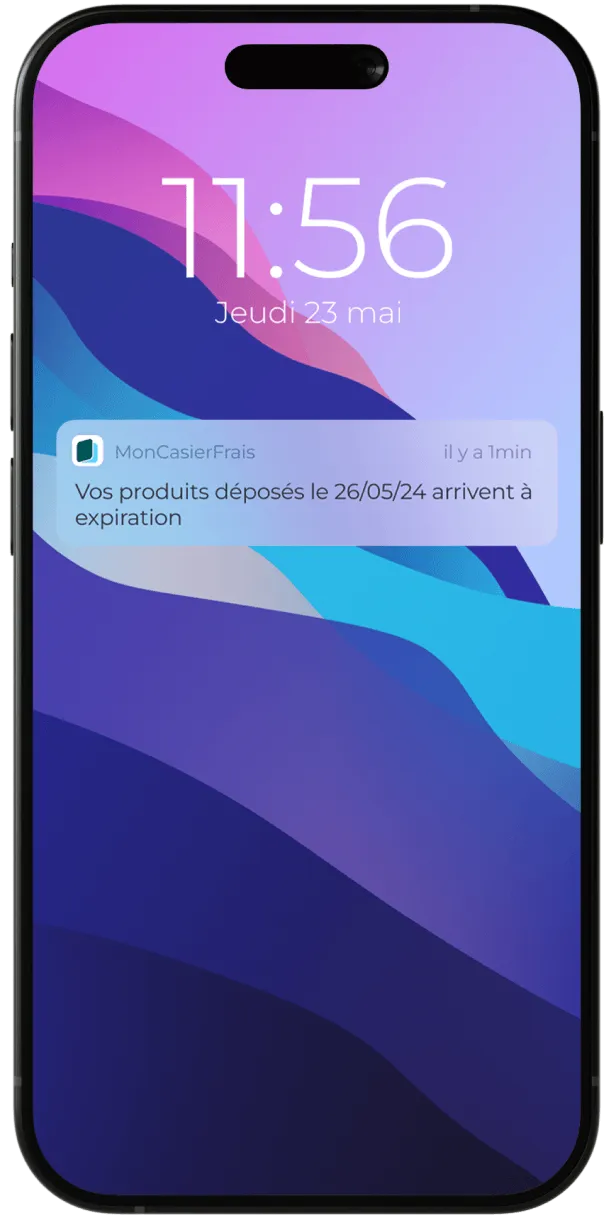 Smartphone che mostra una notifica di avviso della data di scadenza