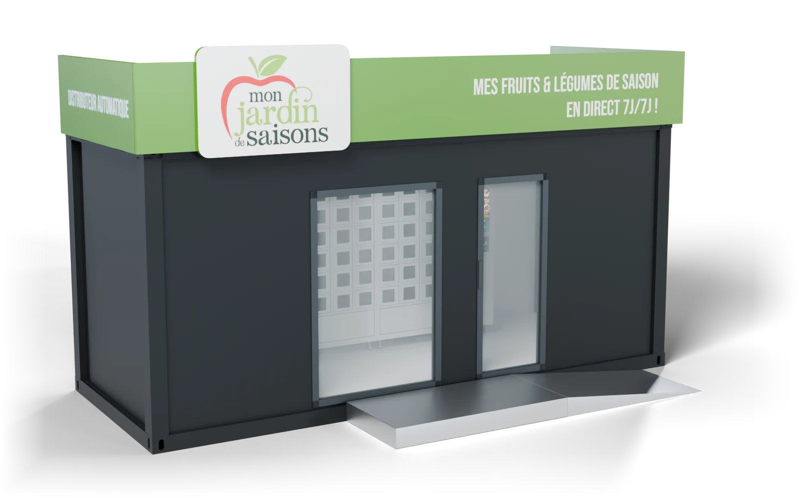 Weergave van het modulaire verkooppunt van 6 meter in de gekozen uitvoering