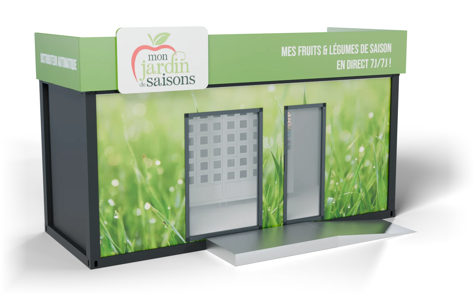 Weergave van het modulaire verkooppunt van 6 meter in de gekozen uitvoering