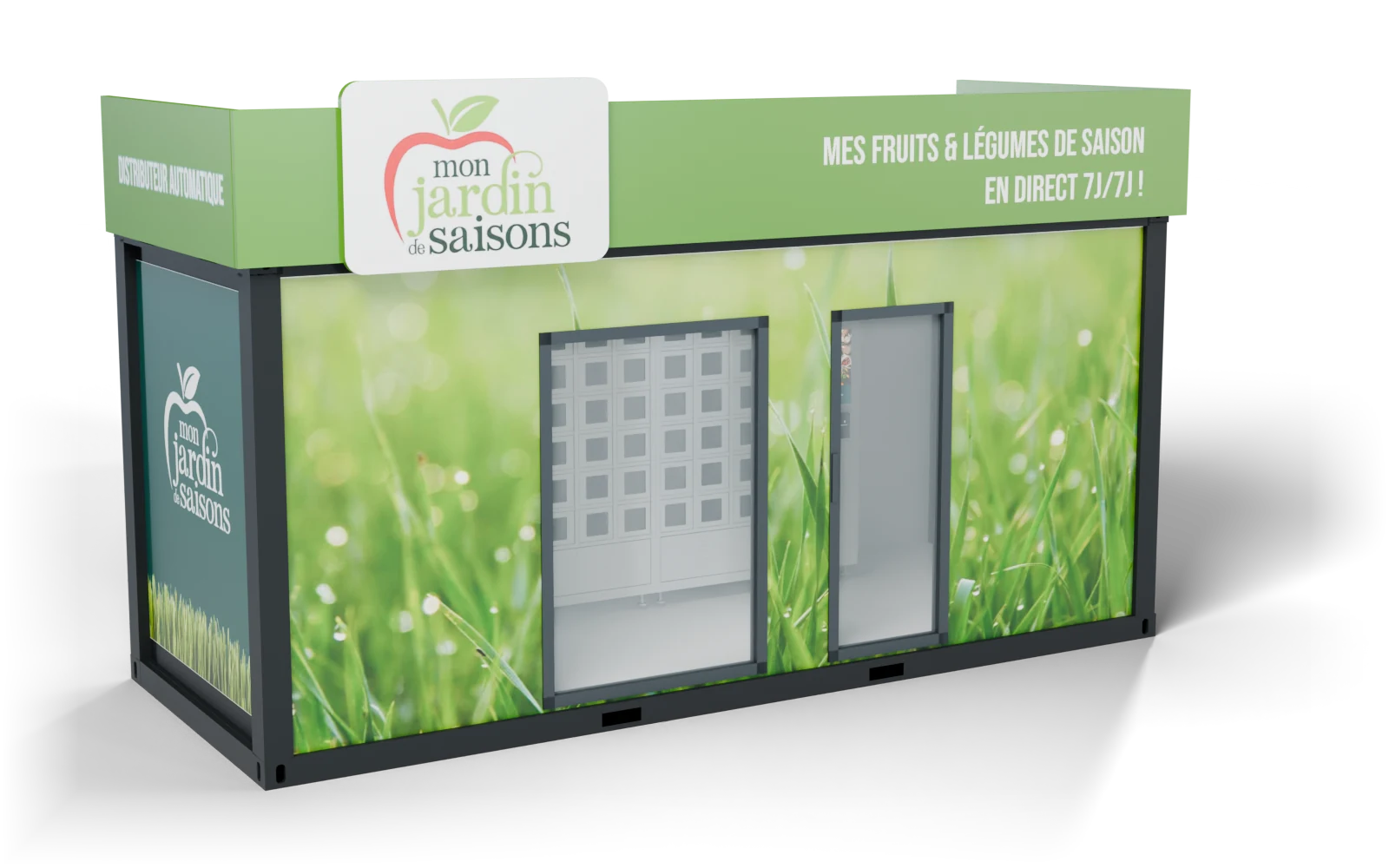 Weergave van het modulaire verkooppunt van 6 meter in de gekozen uitvoering