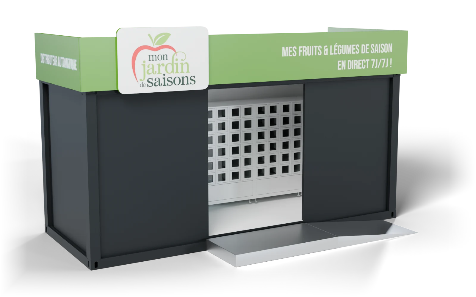 Weergave van het modulaire verkooppunt van 6 meter in de gekozen uitvoering