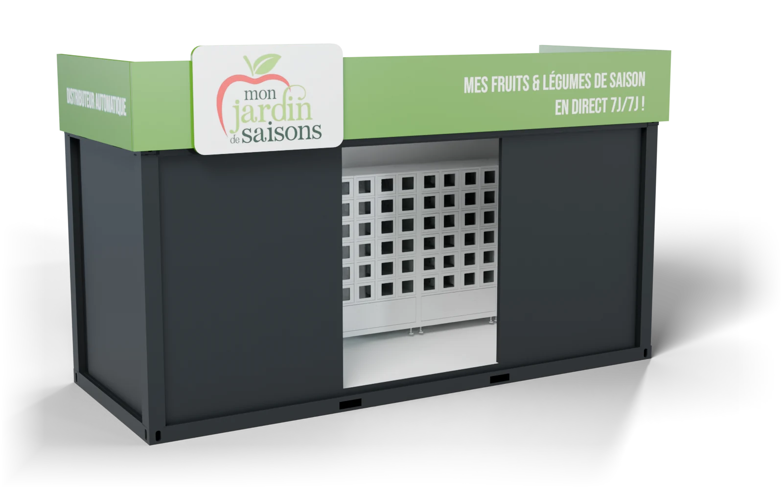 Weergave van het modulaire verkooppunt van 6 meter in de gekozen uitvoering